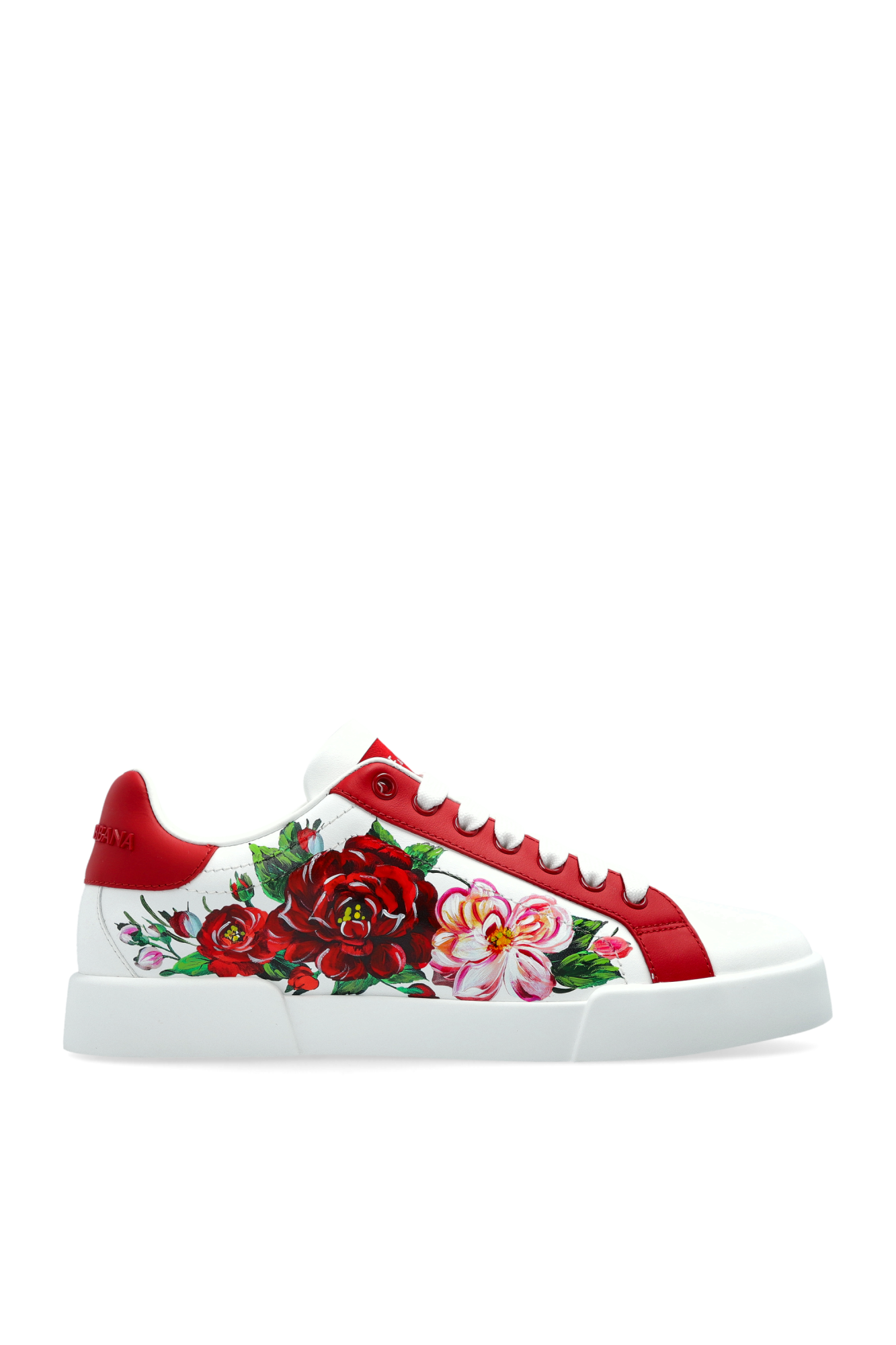 Dolce & Gabbana SPORTS SHOES WITH A FLORAL MOTIF 花柄靴 ロゴ Dolce & Gabbana Portofino Floral-Print Sneakers | Sendegaro US